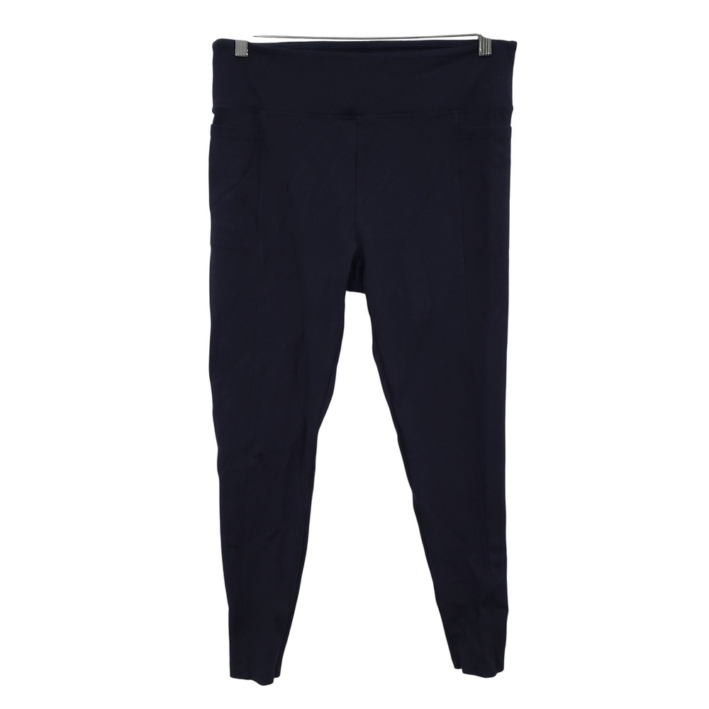 Matty M Leggings Womens Large Navy Blue High Rise Side Pockets Minimalist Lounge